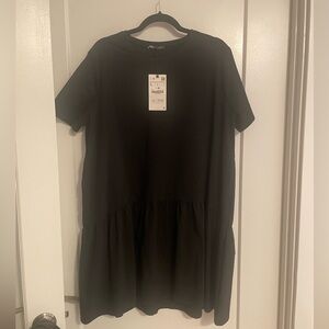 Zara Black Short Sleeve Dress sz large NWT